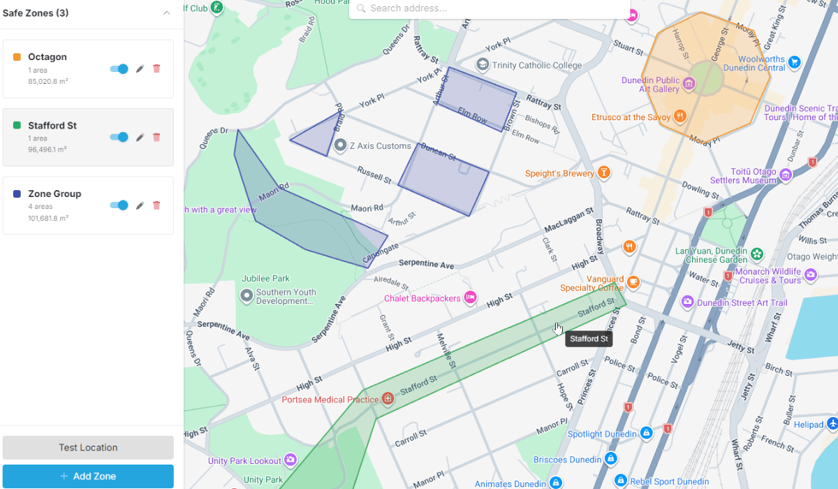 GetHomeSafe geofencing web portal mock up