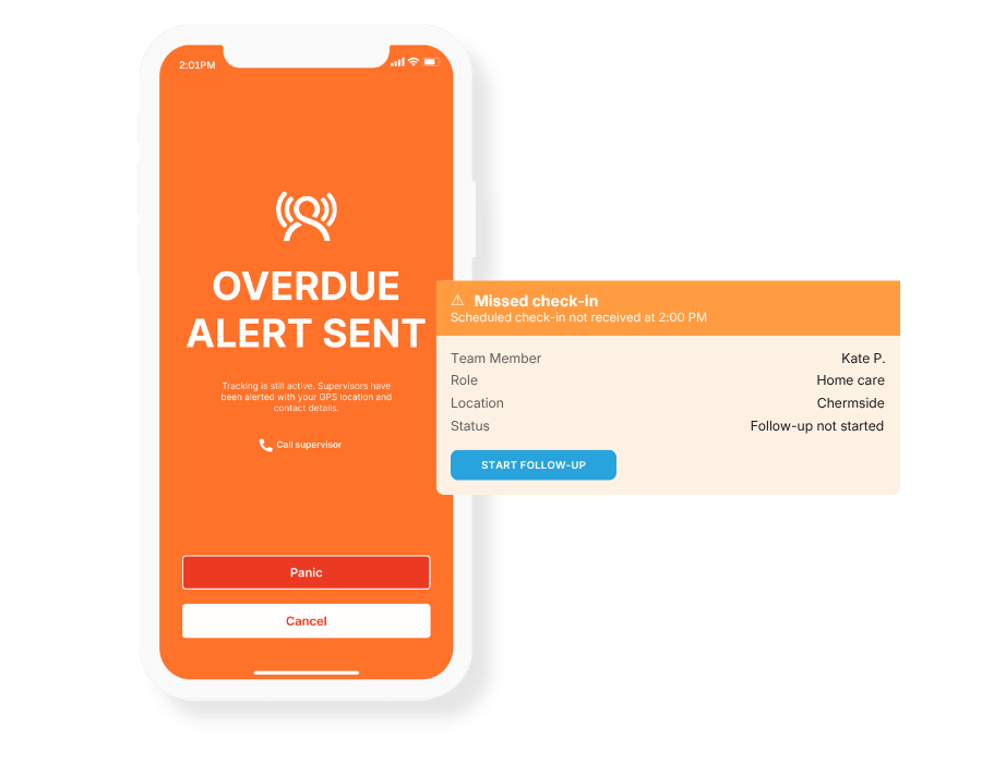 Overdue Check-In Alert - App and Dashboard